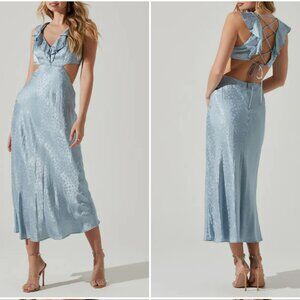 ASTR THE LABEL - Nyla Satin Side Cutout Lace Up Midi Dress (XS) NWT